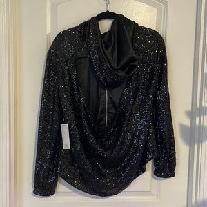 Black zipped sequins hoodies (Small) open back